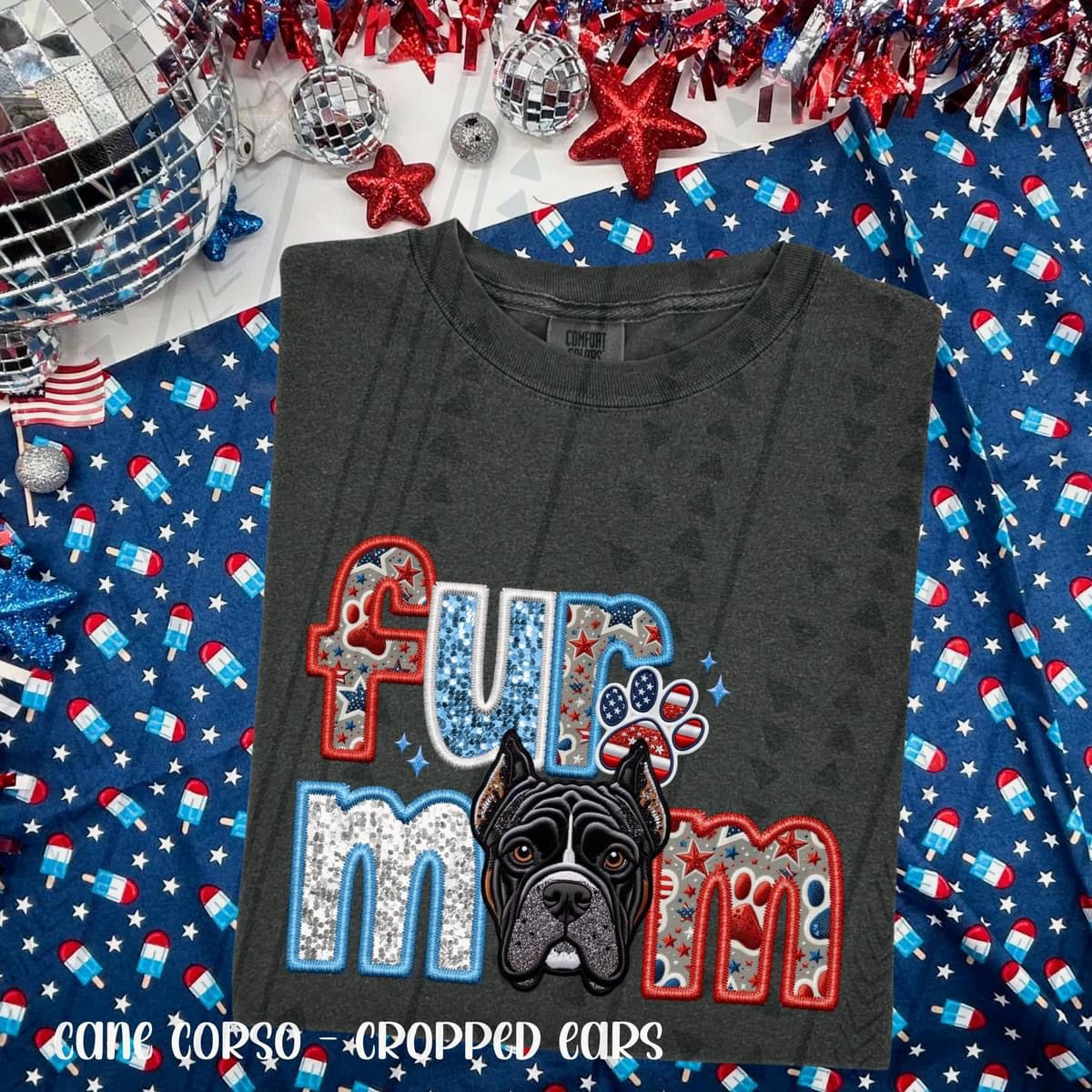 Patriotic Fur Mom Cane Corso- cropped ears