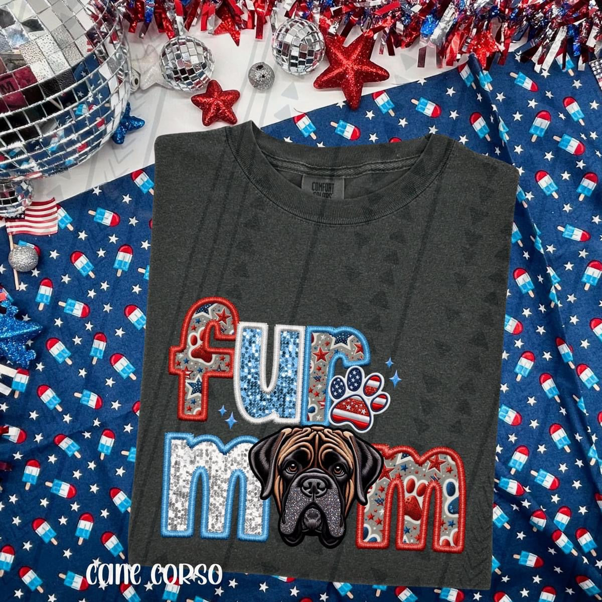 Patriotic Fur Mom Cane Corso- Brown