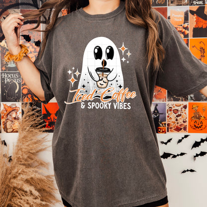 Iced Coffee and Spooky Vibes (Black or White Letters)