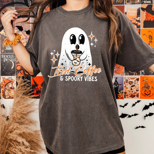 Iced Coffee and Spooky Vibes (Black or White Letters)