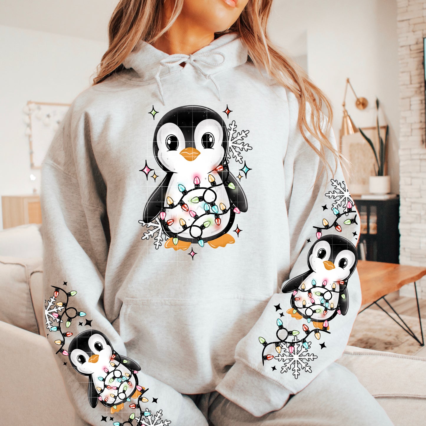 Penguins And Christmas Lights Sleeves