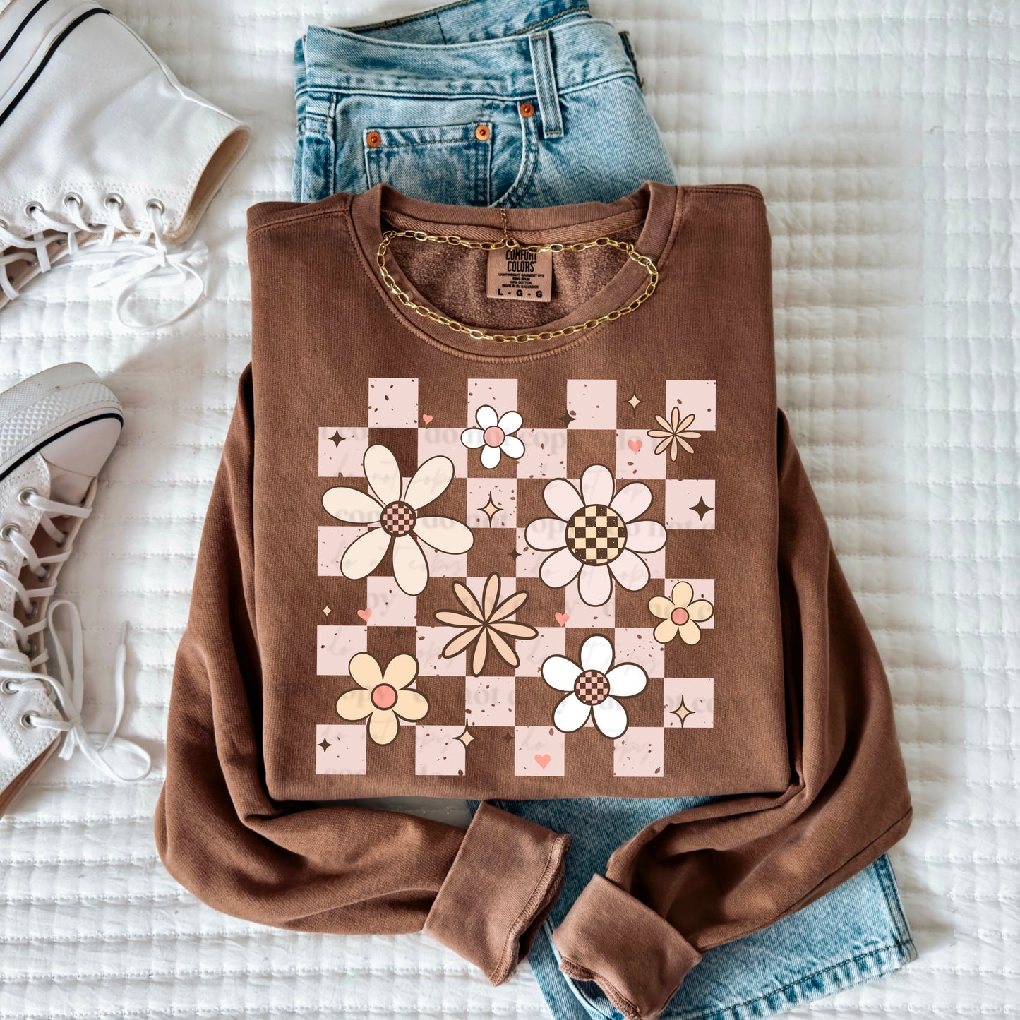 Pastel florals Collage (Checkered)