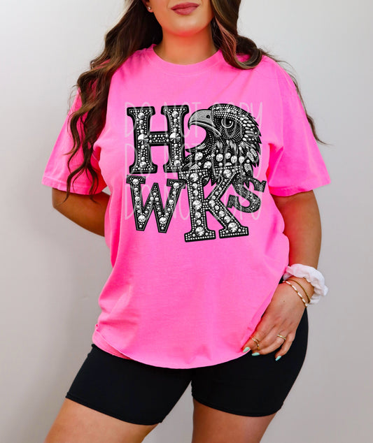 Hawks Faux Rhinestone School Spirit