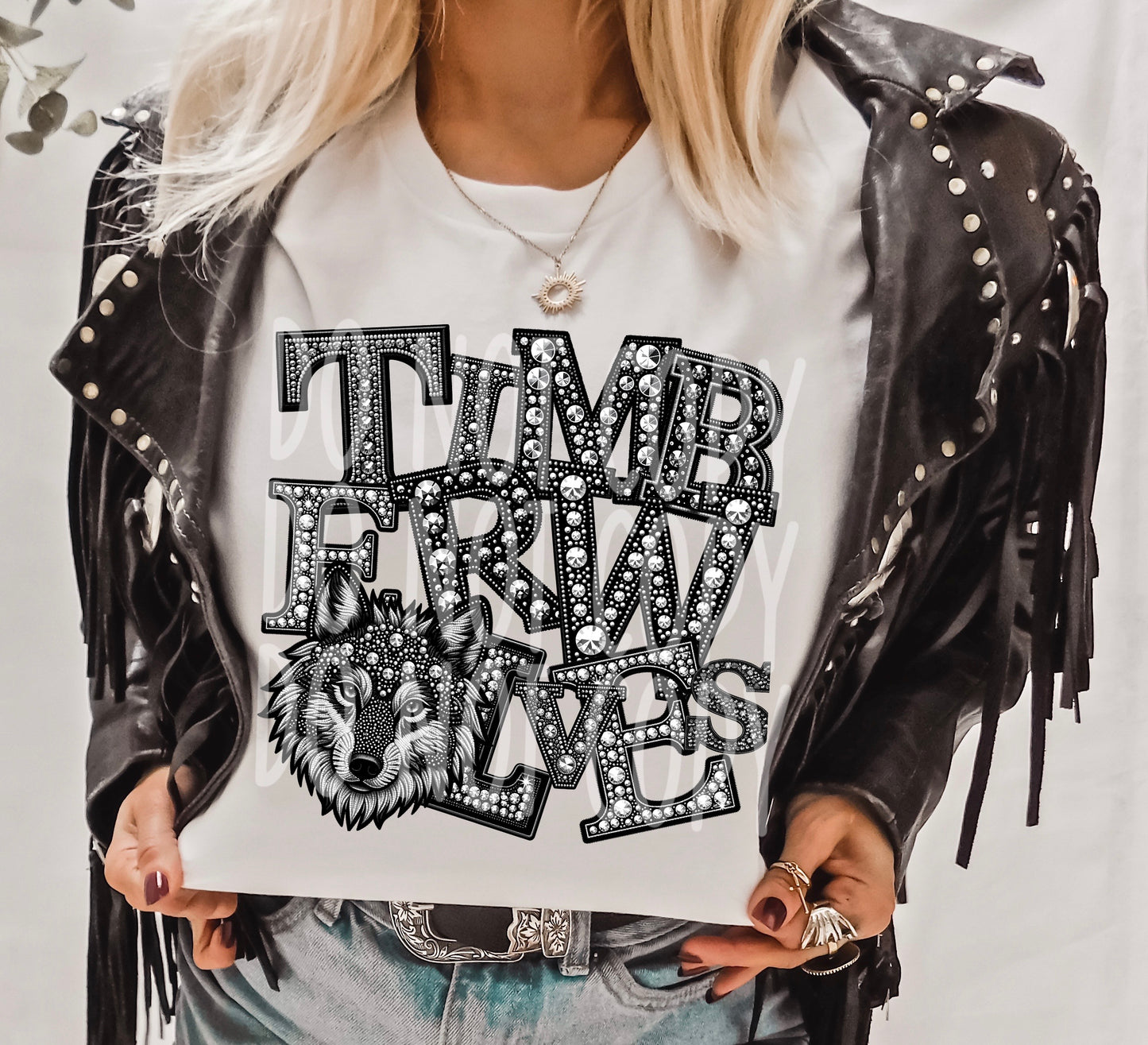 Timber Wolves Faux Rhinestone School Spirit