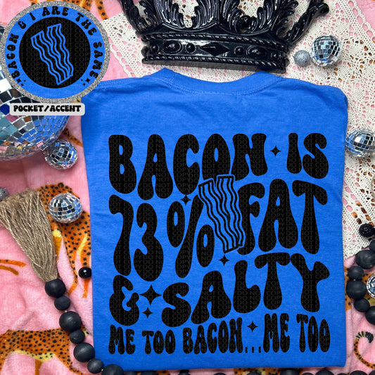 Bacon is 73% Fat and Salty...Me too Bacon...Me too  (pocket included)