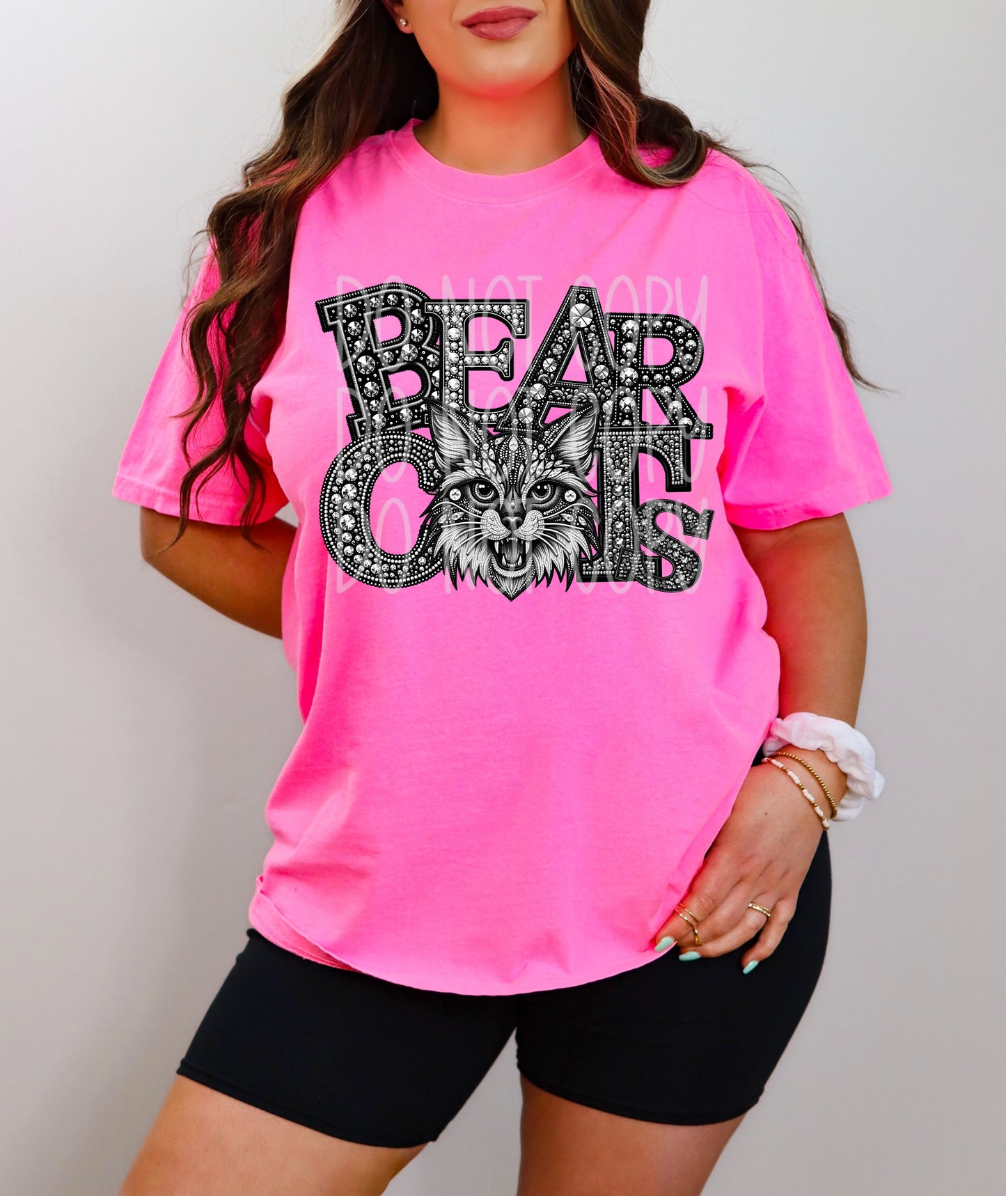 Bear Cats Faux Rhinestone School Spirit