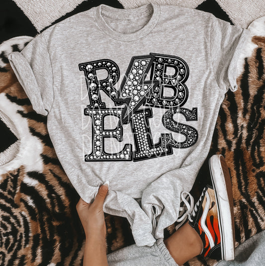 Rebels Faux Rhinestone School Spirit