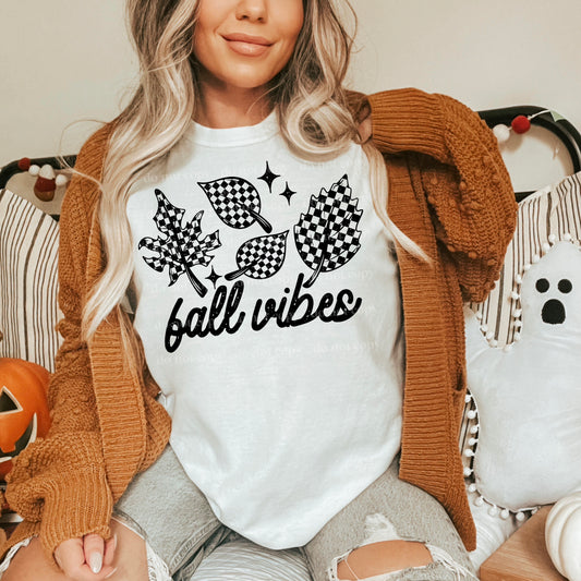 Fall Vibes (Black Checked Leaves)