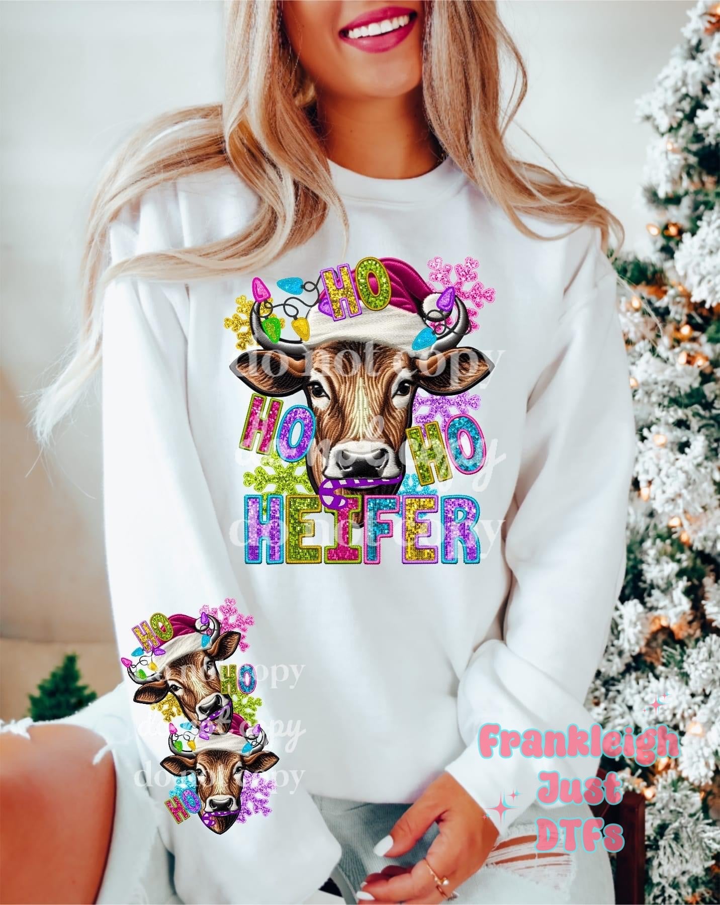 HO HO HO Heifer Faux Glitter (front)