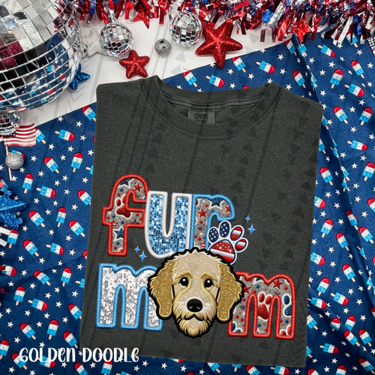 Patriotic Fur Mom Doodle Golden