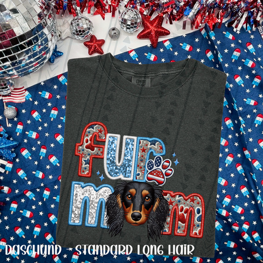 Patriotic Fur Mom dachshund long haired standard