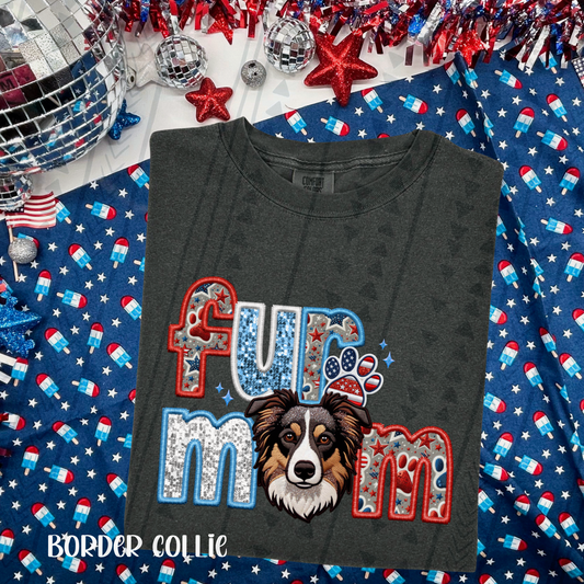 Patriotic Fur Mom border collie