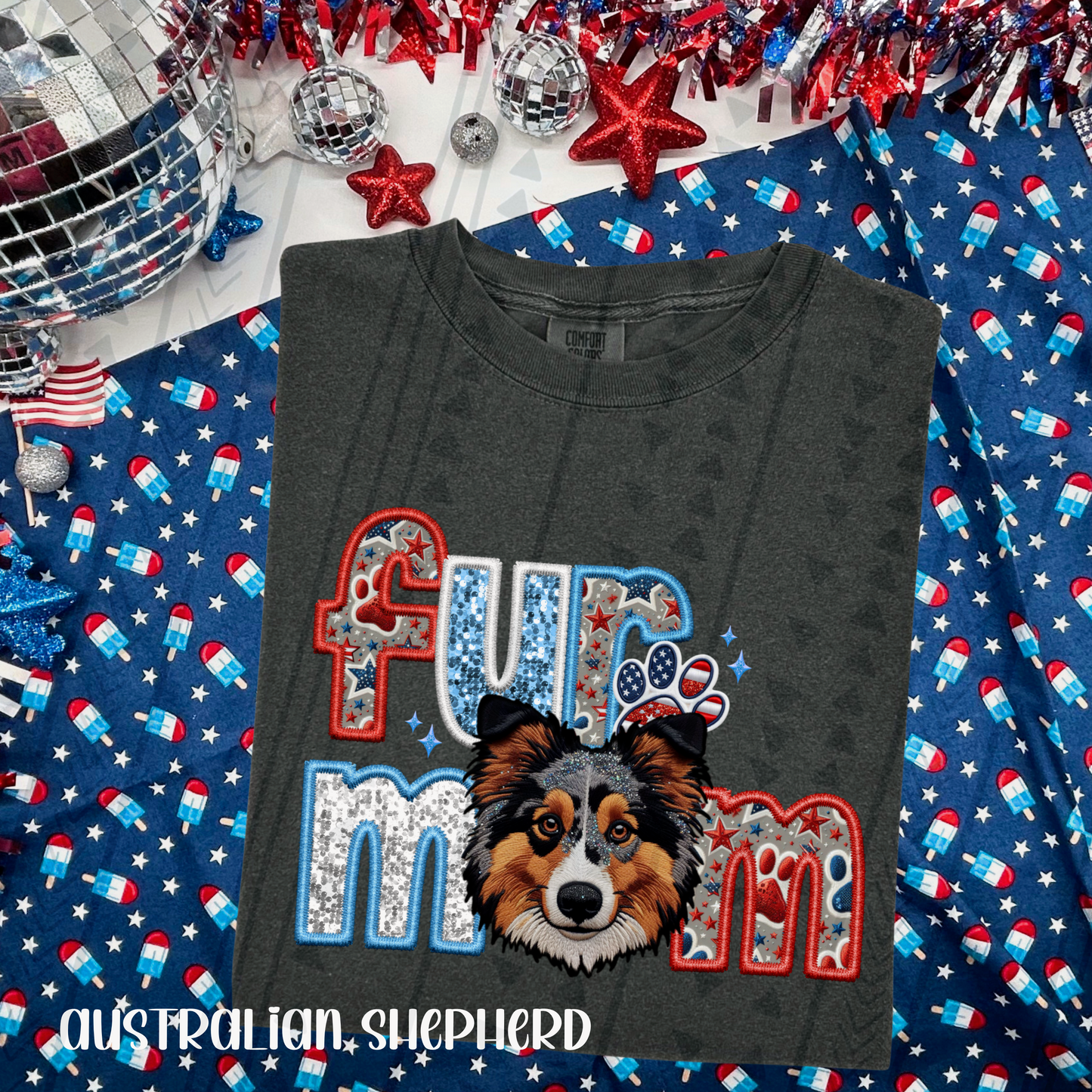 Patriotic Fur Mom Australian Shepherd