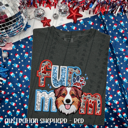 Patriotic Fur Mom Australian Shepherd – red