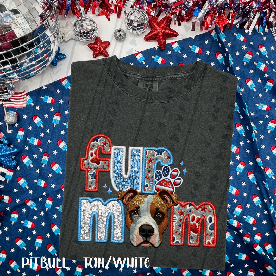 Patriotic Fur Mom Pitbull tan/white