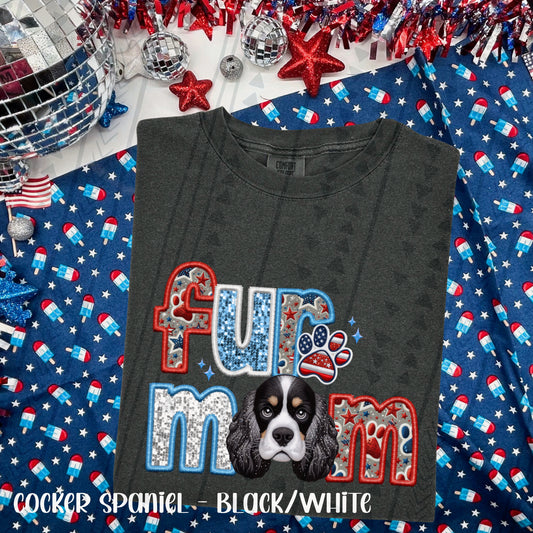 Patriotic Fur Mom Cocker Spaniel Black/White