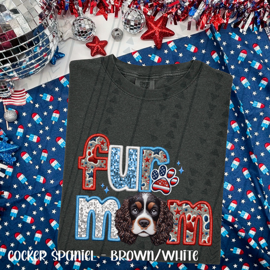 Patriotic Fur Mom Cocker Spaniel Brown and White