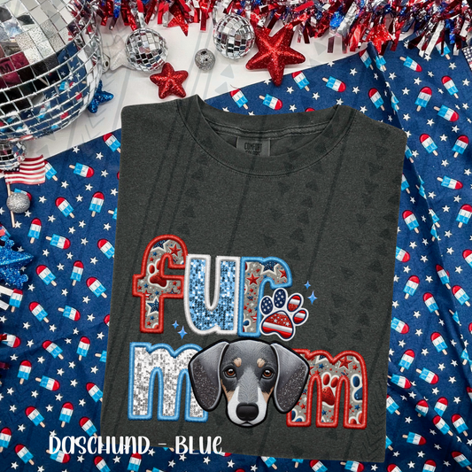 Patriotic Fur Mom dachshund blue