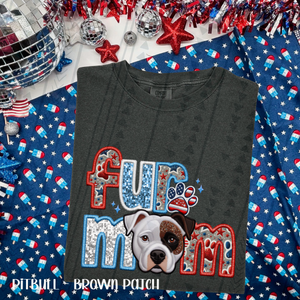 Patriotic Fur Mom Pitbull Brown eye