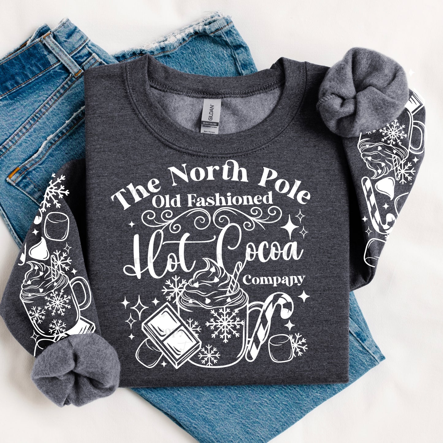 North Pole Old Fashion Hot Cocoa (with sleeves, Black or White Words)