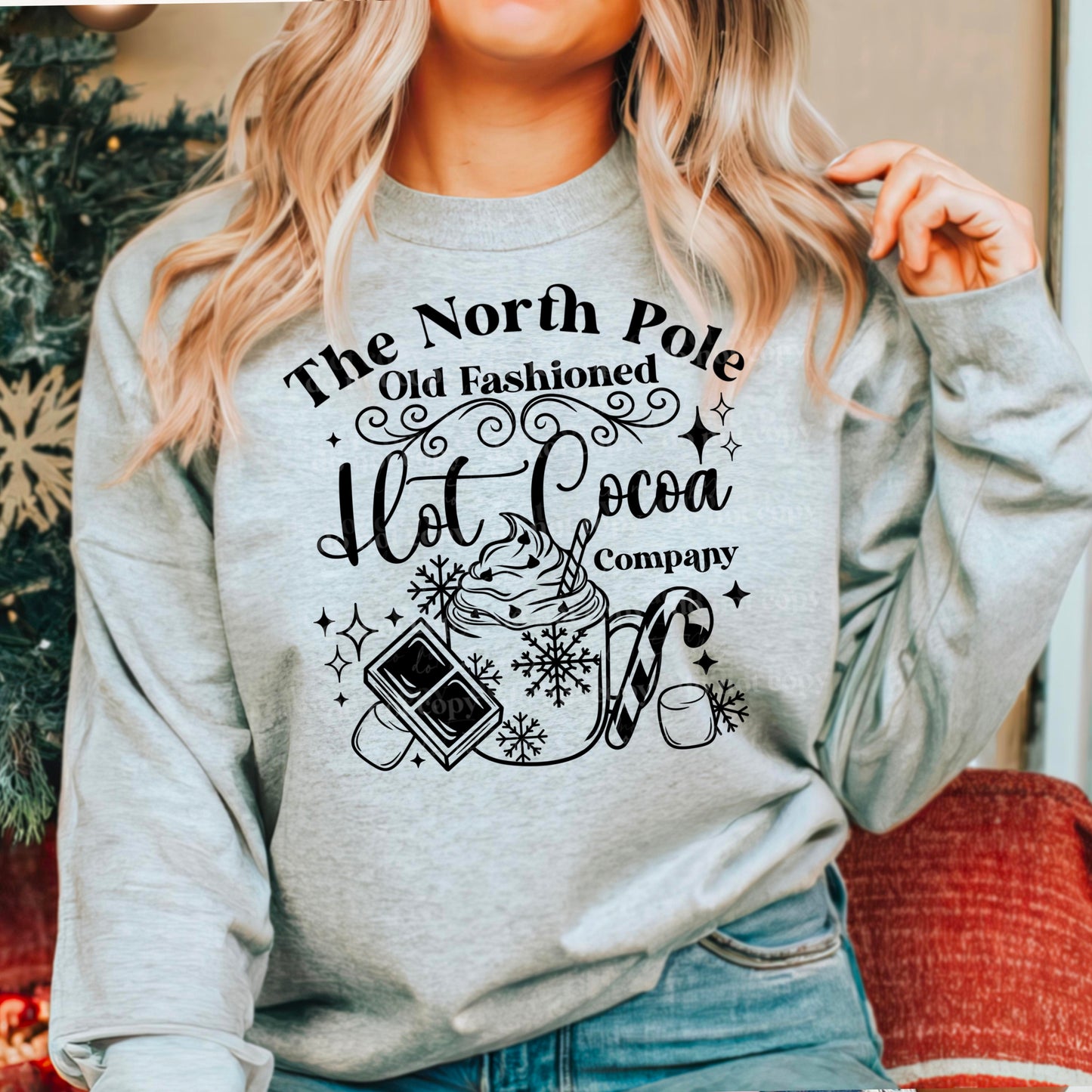 North Pole Old Fashion Hot Cocoa (with sleeves, Black or White Words)