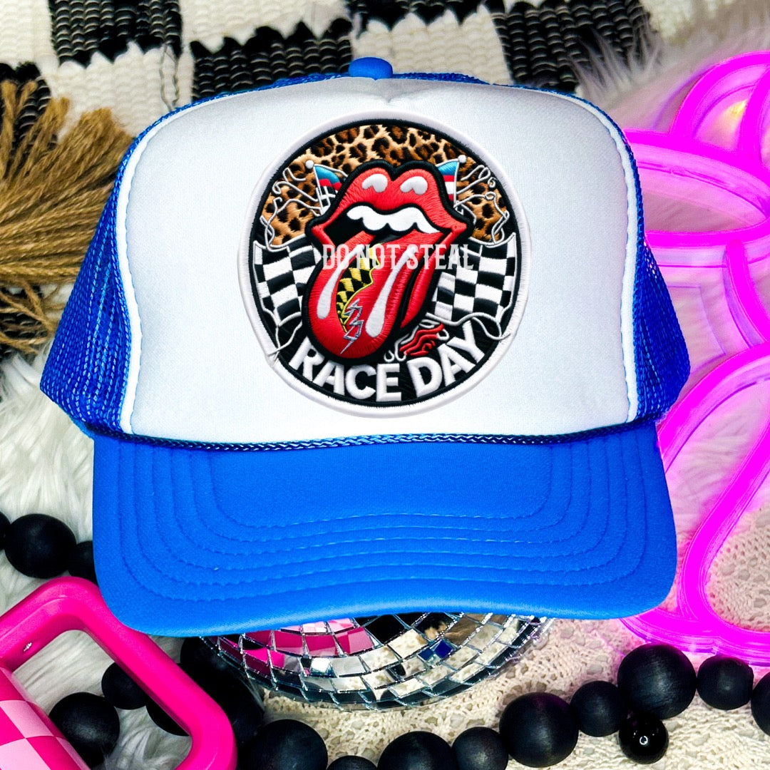 Race Day (Round) Faux Embroidery Hat Patch