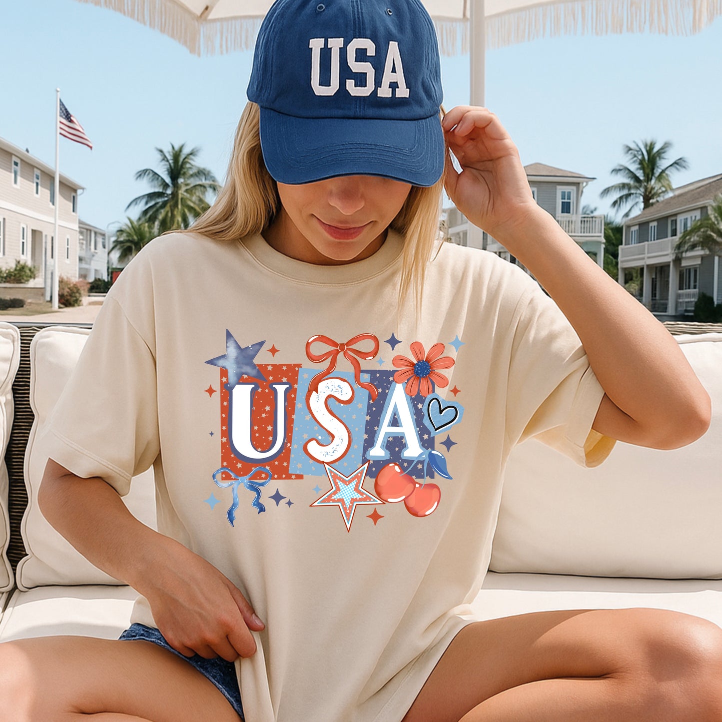 Usa Bow Cherry Stars