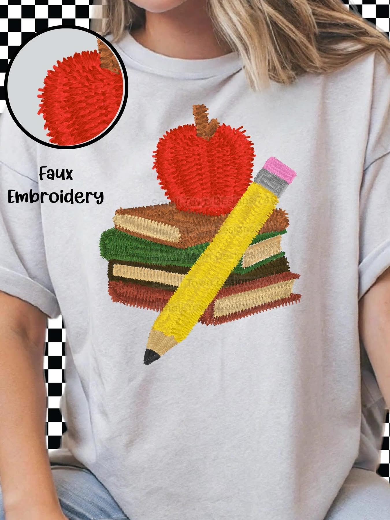 Apple Pencil and Books (Faux Stitch)