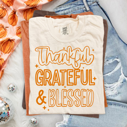 Thankful grateful blessed outline