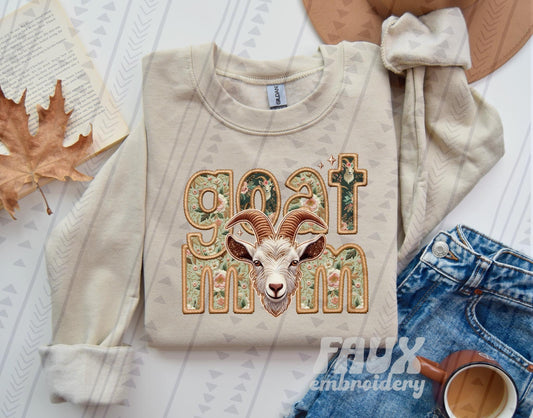 Goat Mom  (Faux Embroidery/Faux Glitter)