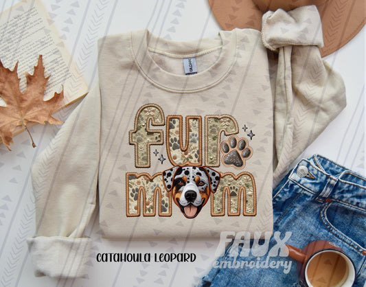 Catahoula  Leonard Fur Mom  (Faux Embroidery/Faux Glitter)