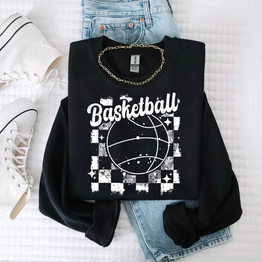 Basketball Distressed Single Color White
