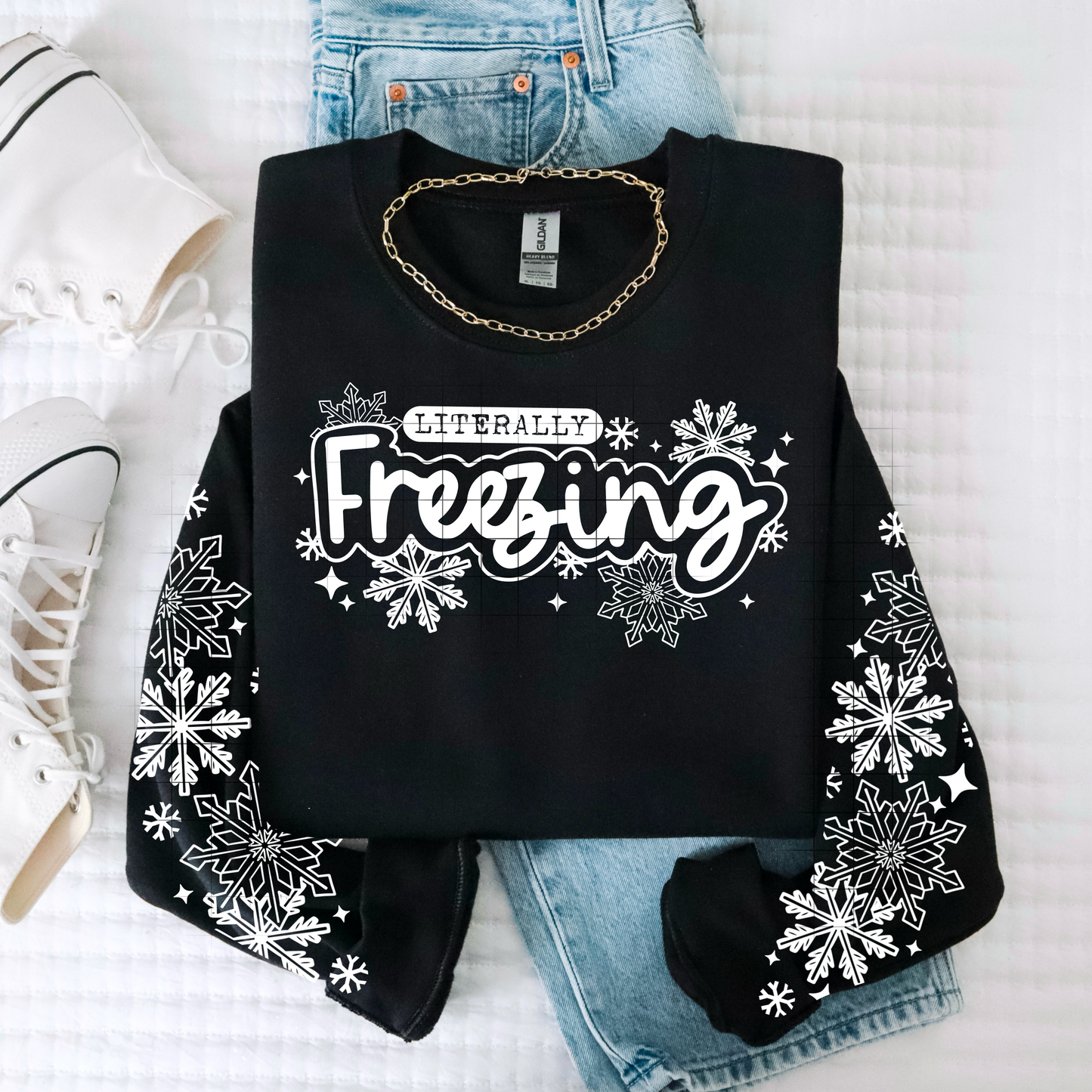 Literally Freezing single color white front design