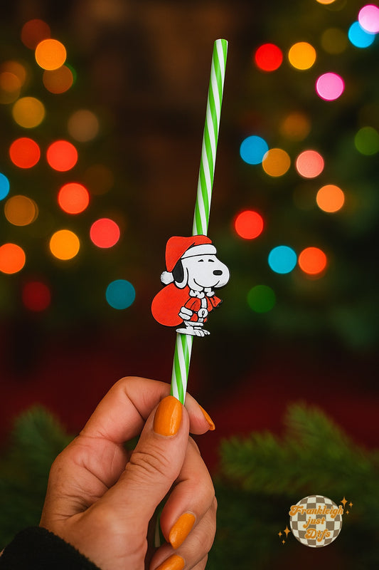 Black and White Beagle Dog Santa