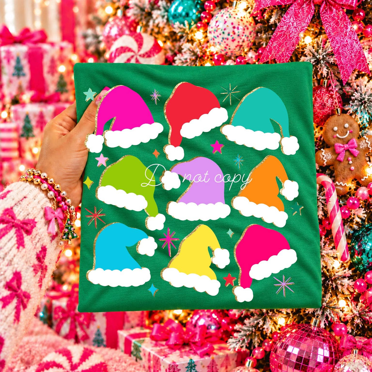 Colorful glitter Santa Hats