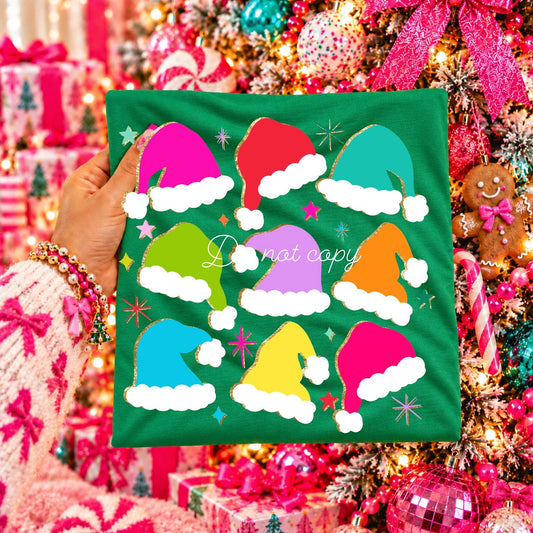 Colorful glitter Santa Hats