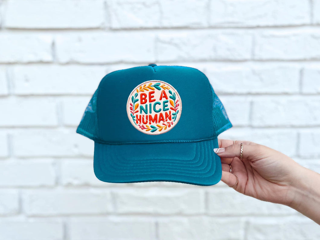 Be a Nice Human Faux DTF Hat Patch