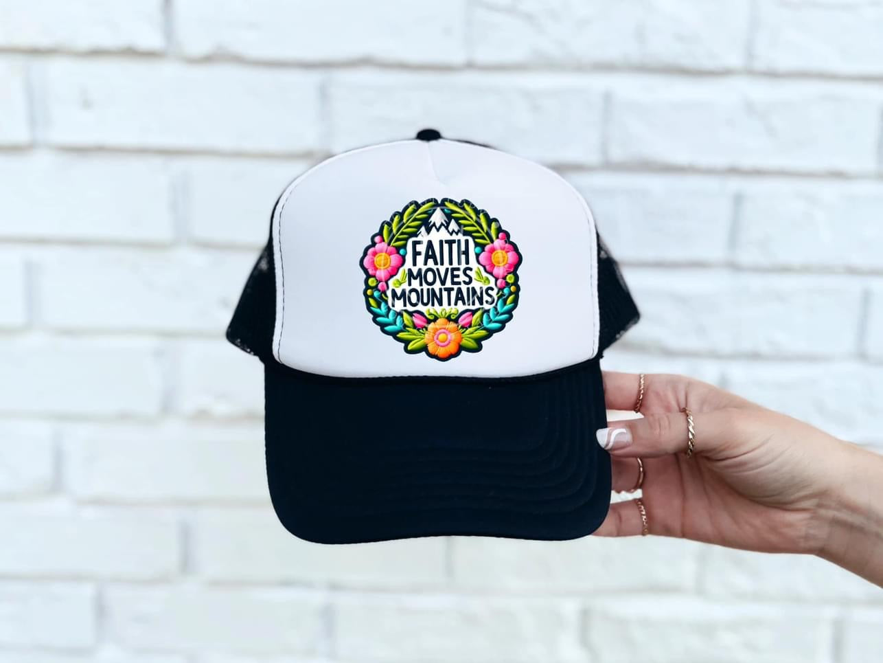 Faith Moves Mountains Faux DTF Hat Patch