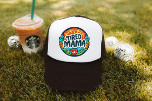 Tired Mama Retro Faux DTF Hat Patch