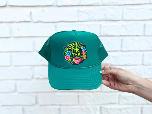 Spill the Tea (Pink Cup) Faux DTF Hat Patch