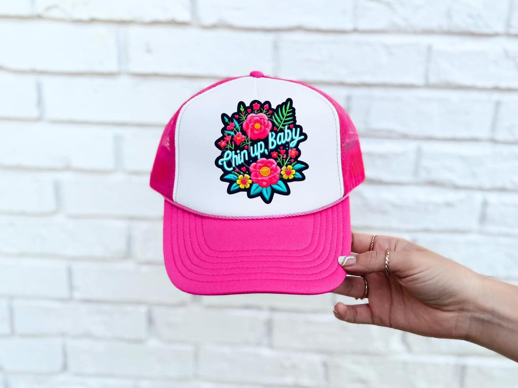 Chin Up Baby Neon Faux DTF Hat Patch