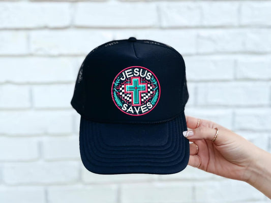 Jesus Saves Neon Faux DTF Hat Patch