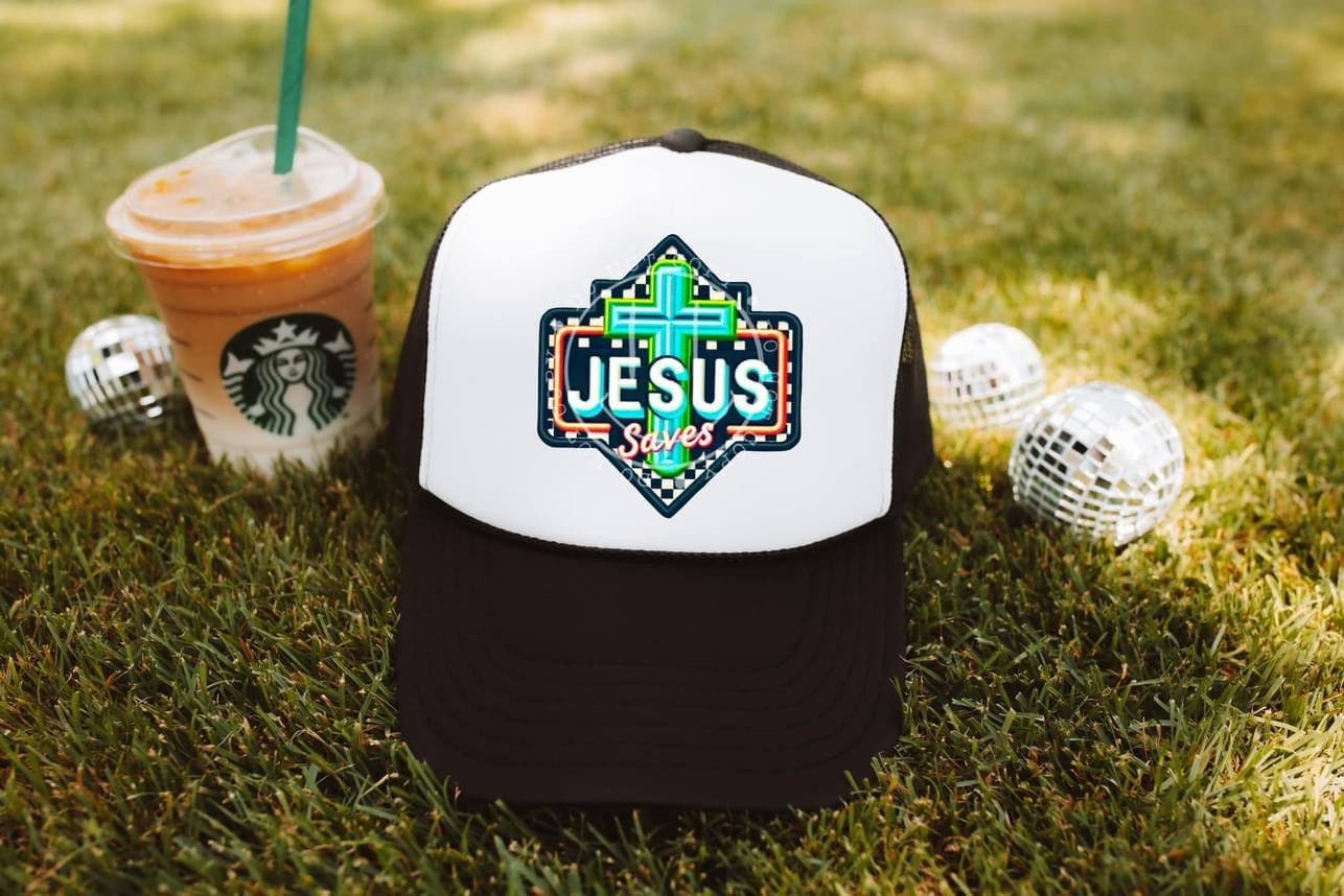 Jesus Saves Version 2  Neon Faux DTF Hat Patch