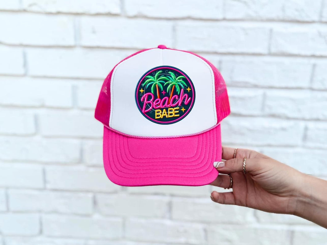 Beach Babe Neon Faux DTF Hat Patch