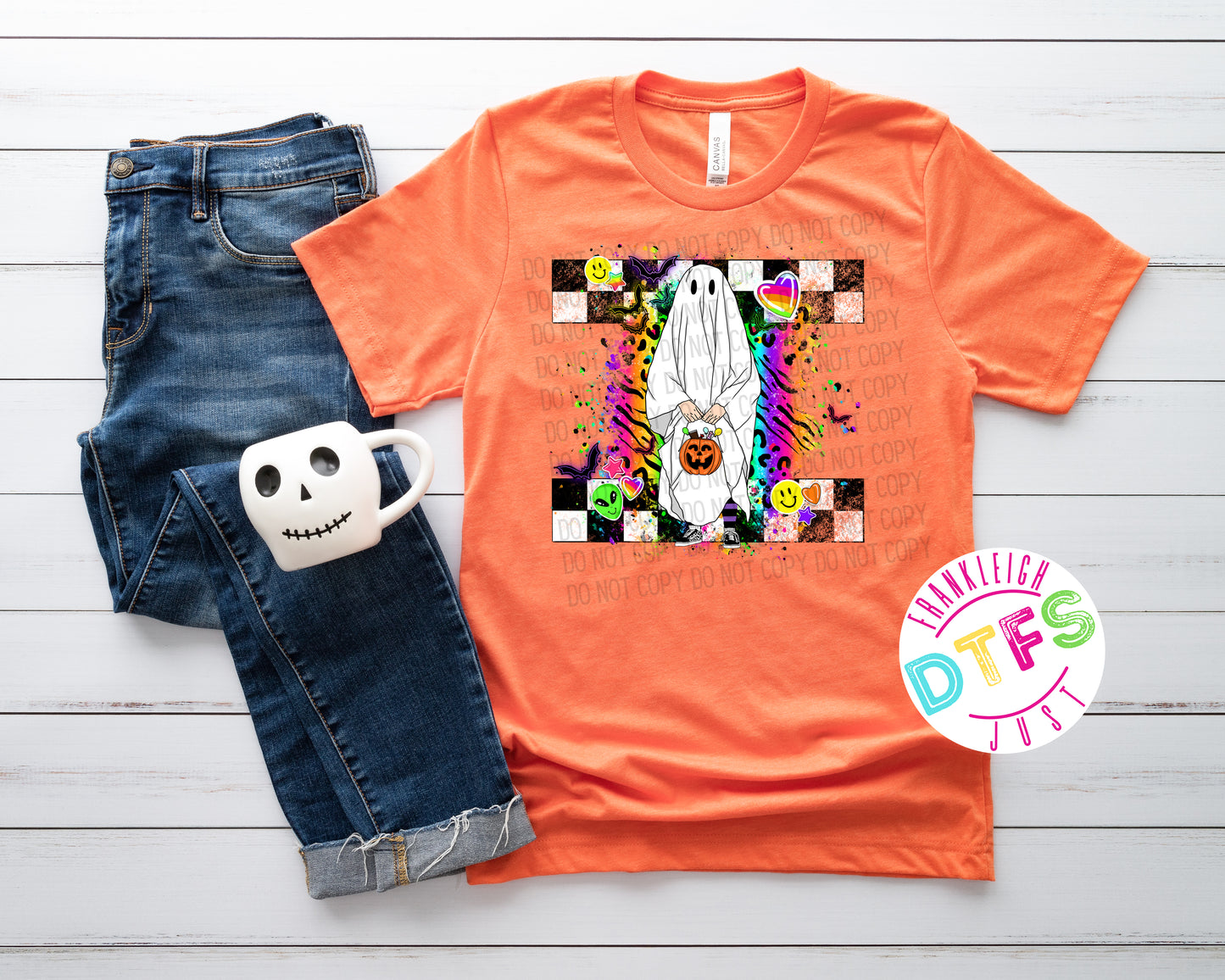 Trick or Treat Ghost Retro Bright Colors