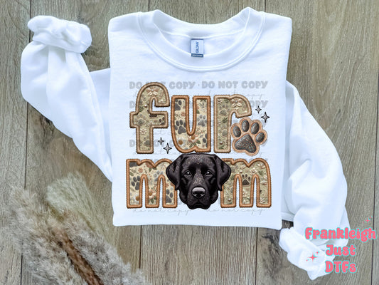 Labrador Black  Fur Mom  (Faux Embroidery/Faux Glitter)