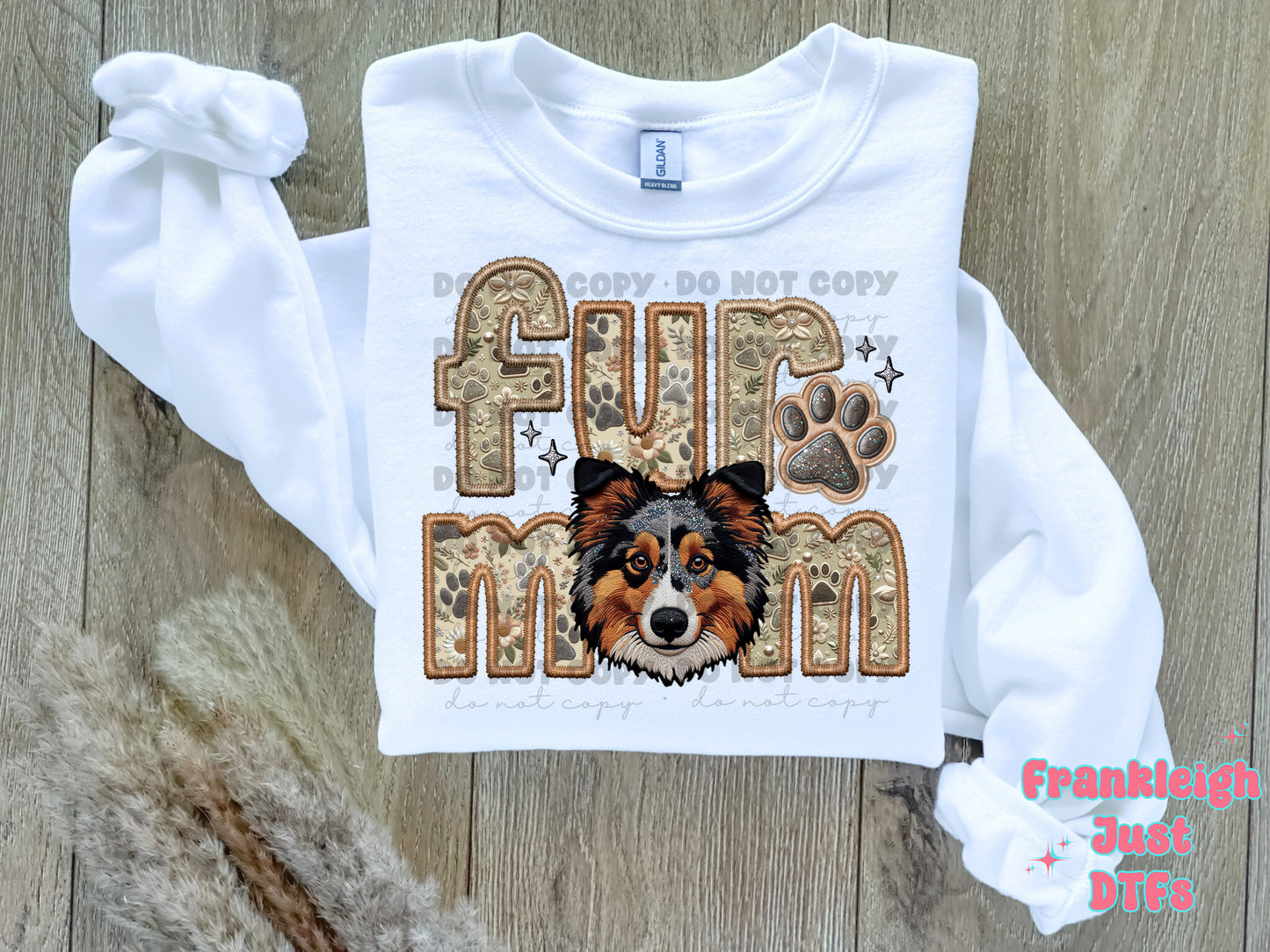 Merle Mudi-Brown Fur Mom  (Faux Embroidery/Faux Glitter)