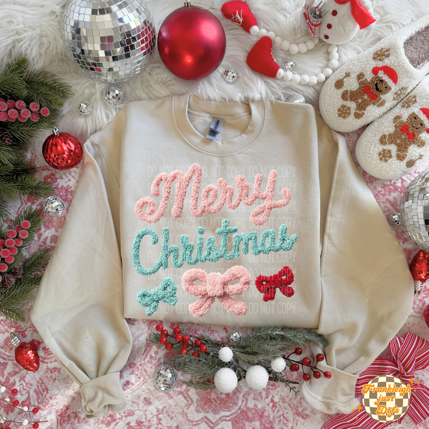 Merry Christmas Bow latch hook yarn crochet