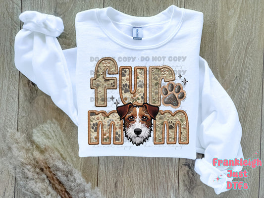 Pardon Russell Terrier Fur Mom  (Faux Embroidery/Faux Glitter)