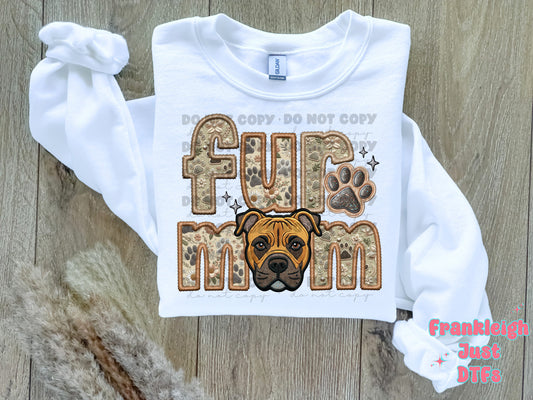 Pitbull- Tan  Fur Mom  (Faux Embroidery/Faux Glitter)